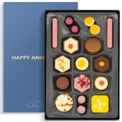 Vegetarian Chocolates|Chocolate Without Alcohol<Hotel Chocolat Exuberantly Fruity H-Box with Happy Anniversary Sleeve