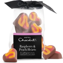 Fruity Chocolate|Raspberry Chocolate<Hotel Chocolat Raspberry & Peach Chocolate Hearts Ribbon Bag