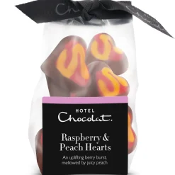 Fruity Chocolate|Raspberry Chocolate<Hotel Chocolat Raspberry & Peach Chocolate Hearts Ribbon Bag