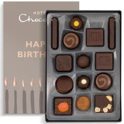 Vegetarian Chocolates|Letterbox Gifts<Hotel Chocolat Serious Dark Fix H-Box with Happy Birthday Sleeve